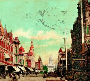 Mariposa Street View Fresno California CA 1907 UDB Postcard E P Charlton Pub