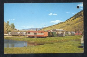 JACKSON HOLE WYOMING NATIONAL TRAILER PARK CAMPER ADVERTISING POSTCARD