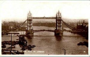 RPPC Postcard Tower Bridge and The Pool of London England Posted 1938