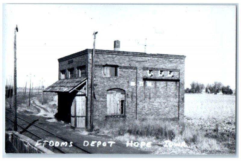 c1960 Ftooms Depot Hope Iowa IA Railroad Train Depot Station RPPC Photo Postcard