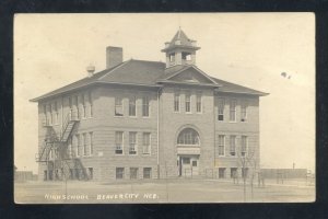 RPPC BEAVER CITY NEBRASKA HIGH SCHOOL BUILDING 1911 REAL PHOTO POSTCARD