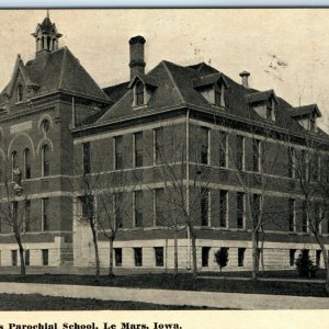 1913 Le Mars, IA St. Joseph's Parochial School Bldg. Litho Photo Postcard A18