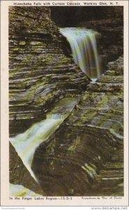 New York Watkins Glen Minnehaha Falls With Curtain Cascade 1956