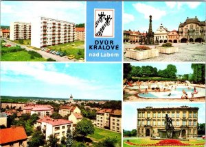 Dvur Kralove nad Labem, Czech Republic  HOMES~GOTTWALD SQUARE~POOL  4X6 Postcard