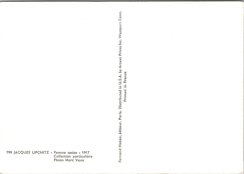 Seated Woman, Jacques Lipchitz art Postcard