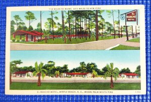 Vtg c1940s El Rancho Motel Recommended by Duncan Hines Myrtle Beach SC Postcard