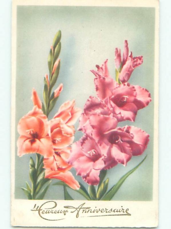 Very Old Foreign Postcard BEAUTIFUL FLOWERS SCENE AA4680
