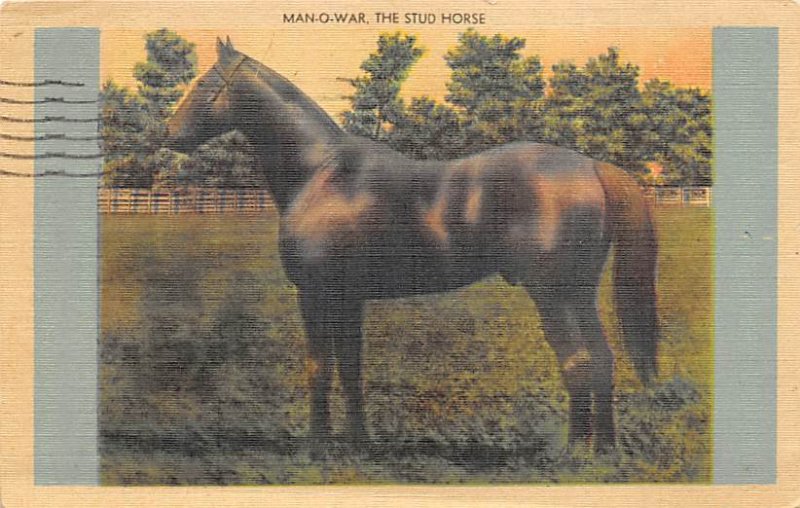 KY, USA Man O War Horse Racing 1946 postal marking on card,  light indentation