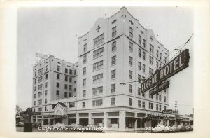 RPPC Postcard Eugene Hotel Eugene OR Coffee Shop Neon Signs Smith P267