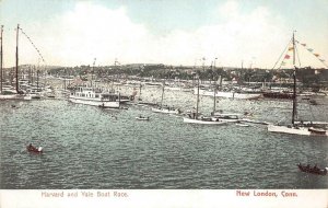 HARVARD AND YALE BOAT RACE NEW LONDON CONNECTICUT POSTCARD (c. 1905)