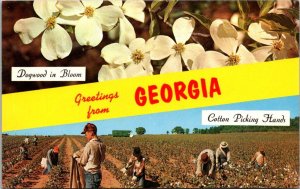 Greetings From Georgia Multi View Dogwood & Cotton Picking Hands