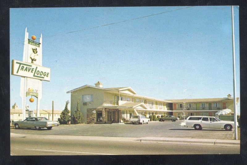 WINSLOW ARIZONA ROUTE 66 TRAVEL LODGE OLD CARS ADVERTISING POSTCARD