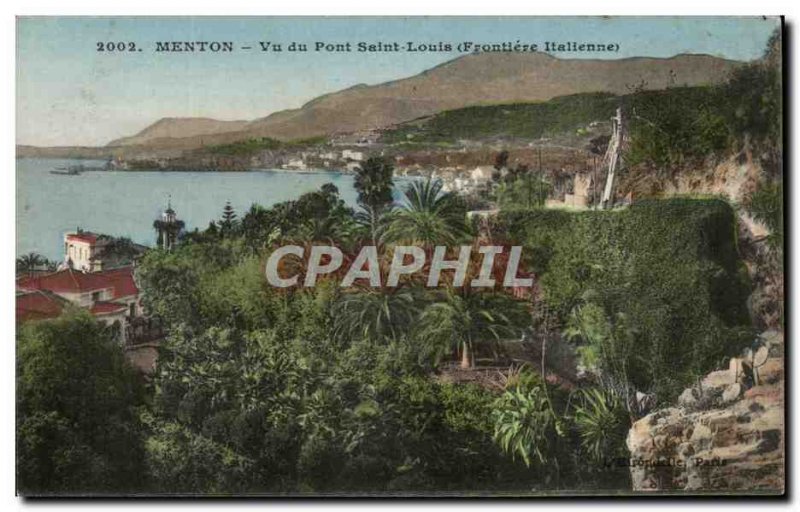 Old Postcard Menton Seen from Pont Saint-Louis