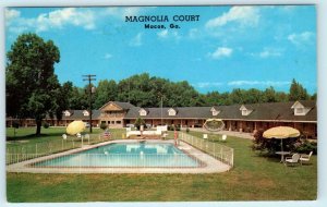 MACON, Georgia GA ~ Roadside MAGNOLIA COURT Swimming Pool 1968 Postcard