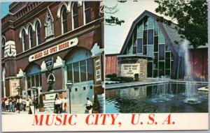 Grand Ole Opry and Country Music Hall of Fame split view postcard 