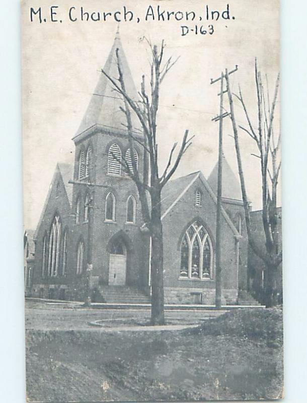 Divided-Back CHURCH SCENE Akron - Near Warsaw Indiana IN G4421