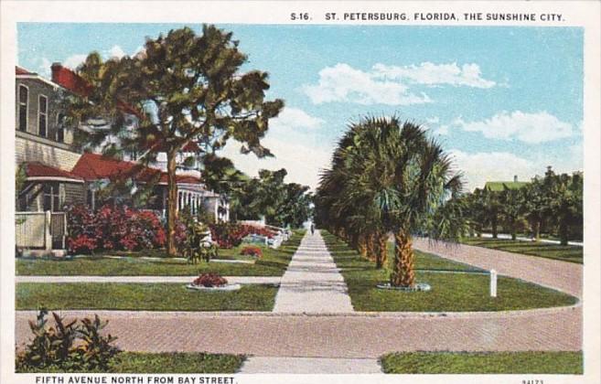 Florida St Petersburg Fifth Avenue Looking NOrth From Bay Street Curteich