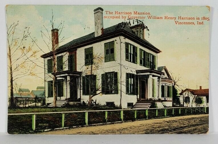 Vincennes Indiana The Harrison Mansion 1909 to Arnold Pa Postcard R19