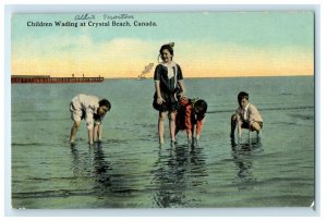 c1910 Children Wading at Crystal Beach Canada CA Foreign Unposted Postcard