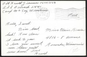 Exclusive Steamer Ship Mississippi River La Crosse WI Free Mail RPPC Used c1943