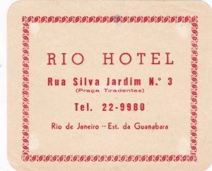 Brasil Rio De Janeiro Rio Hotel Vintage Luggage Label sk4648