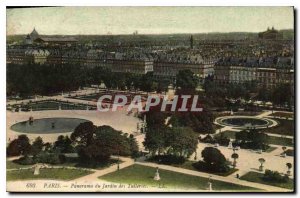Old Postcard Panorama Paris Tuileries Garden