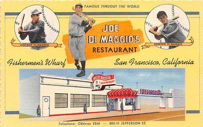  Baseball Postcard Base Ball Post Card Jo Di Maggio's Restaurant Baseball Pos...