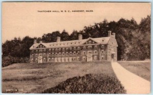 AMHERST, MA  Massachusetts STATE COLLEGE ~ THATCHER HALL c1930s-40s    Postcard