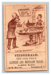 Vintage 1880's Victorian Trade Card Fitzgerald Clothier & Tailor Rochester NY