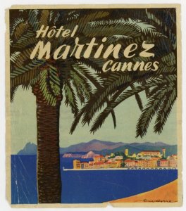 1930s-40s Hotel Martinez Canes Luggage Label #DB
