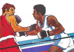 Original Artwork by Robert Peak, 1984 Summer Olympics Boxing Stamp on back 