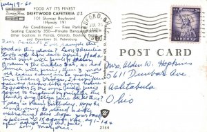 c.1960 Driftwood Cafeteria Interior View Florida Postcard 2T7-121