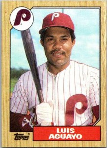 1987 Topps Baseball Card Luis Aguayo Philadelphia Phillies sk3484