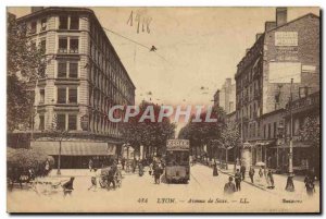 Postcard Old Tram Train Lyon Avenue de Saxe kodak