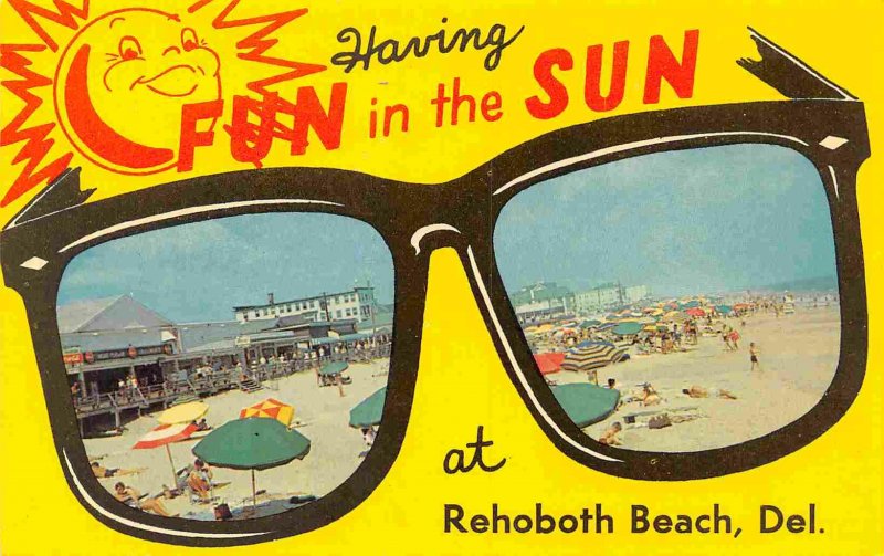 Having Fun In The Sun Giant Sunglasses Rehoboth Beach Delaware postcard