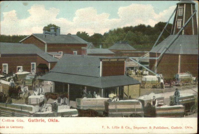 Guthrie OK Cotton Gin c1910 Postcard