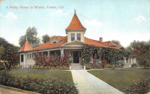 A Pretty Home in Winter FRESNO California c1910s M. Rieder Vintage Postcard