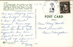 Vtg Vermont VT Isle La Motte Bridge Lake Champlain 1960s Chrome Postcard