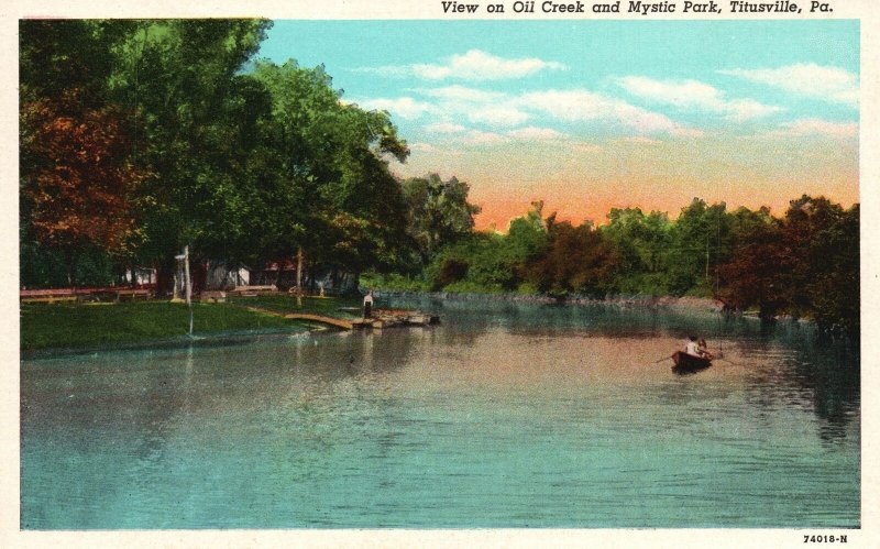 Vintage Postcard 1920's Oil Creek and Mystic Park Titusville Pennsylvania PA