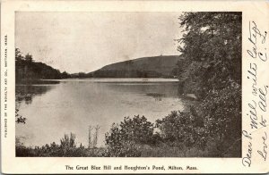 Vtg Milton Massachusetts MA Great Blue Hill and Houghton's Pond Postcard