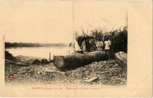 PC CPA GABON, OGOOUÉ, DÉBARCADÉRE DU BOIS, Vintage Postcard (b21744)