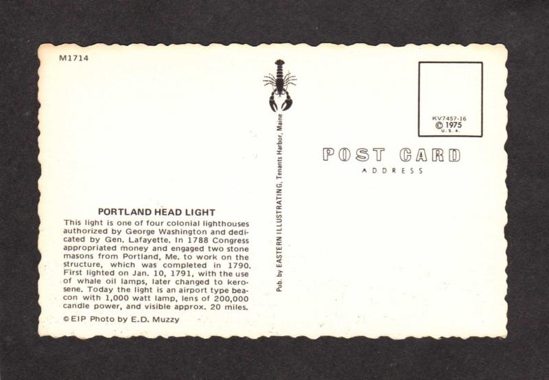 ME Portland Maine Head Light House Lighthouse Postcard Cape Elizabeth