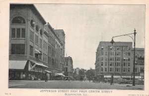 Bloomington Illinois Jefferson Street East from Center Street Vintage PC U697