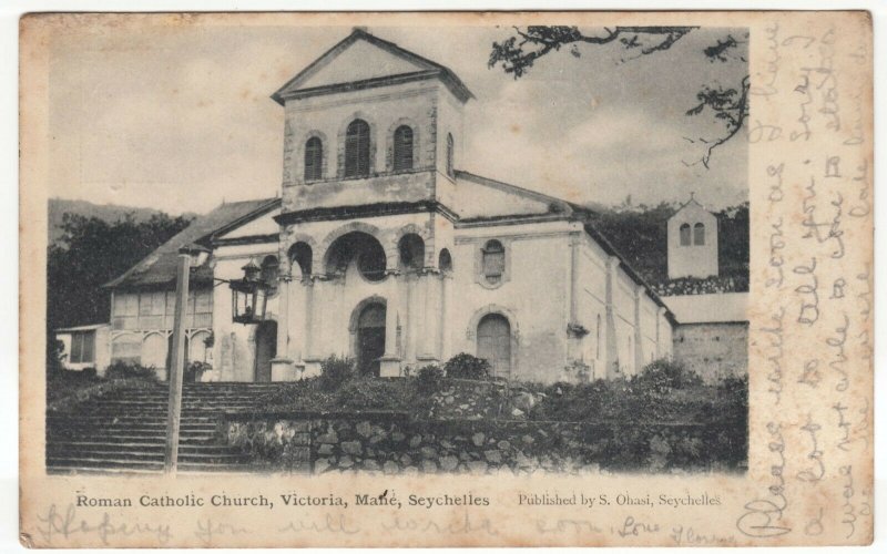 Seychelles; Roman Catholic Church, Victoria Mane PPC, 1905 Brymbo PMK To Lomax