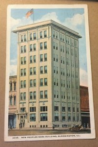 VINTAGE 1920 USED .01 POSTCARD NEW PEOPLE'S BANK BLDG. BLOOMINGTON, ILL.