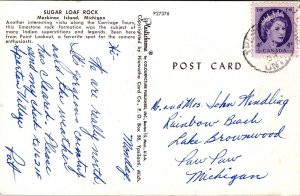 Vtg Mackinac Island Michigan MI Sugar Loaf Rock 1950s Chrome View Postcard