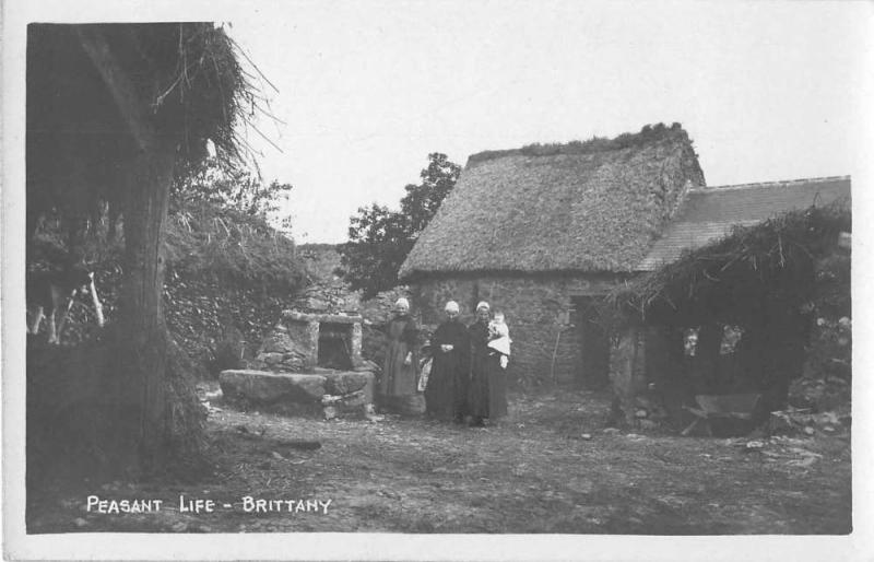 Brittany France Peasant Life Real Photo Antique Postcard J50856