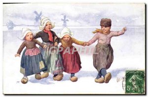 Old Postcard Fantasy Illustrator Feiertug Windmill