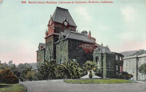 Bacon Library Bldg., University of California, Berkeley, Early Postcard, Unused