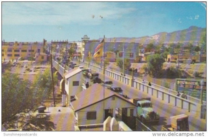 Birds Eye View Of International Bridge Looking Towards Ciudad Juarez Mexico